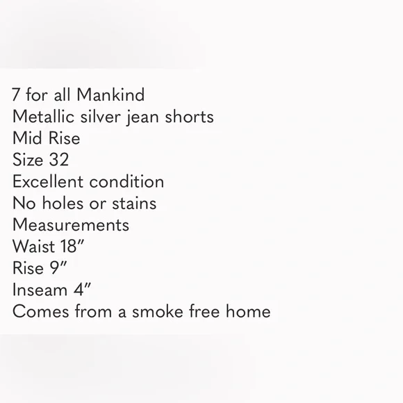 7 for all Mankind Metallic Silver Mid Rise Jean Shorts Size 32 - Picture 8 of 8